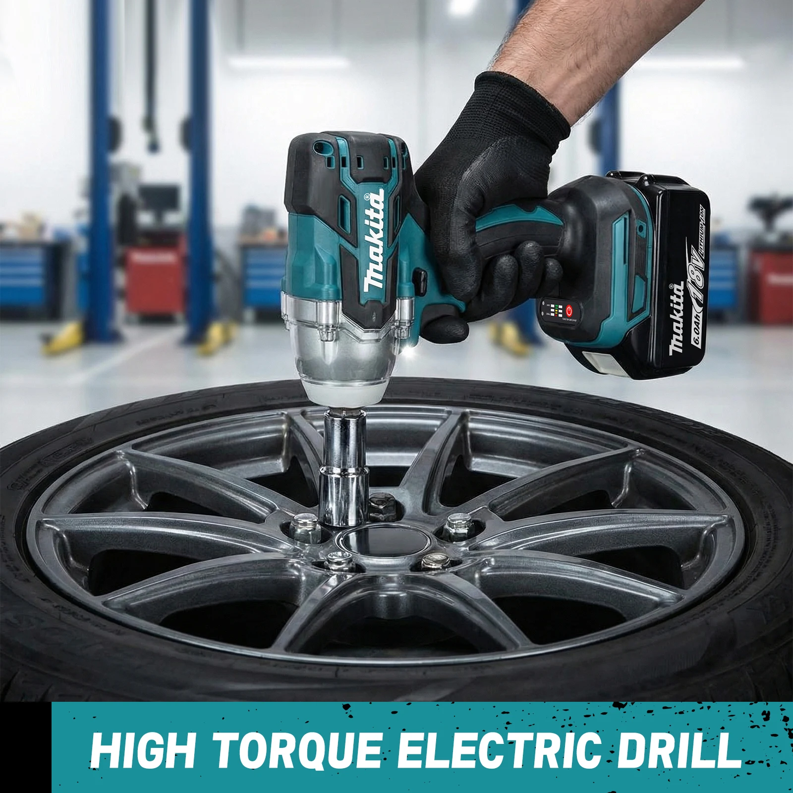 DTW285 Brushless Electric Impact Wrench Cordless 320N.M Torque 1/2' Wrench Power Tools Compatible For Makita 18v Battery Pins