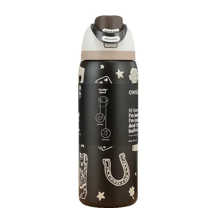 

1pc A 24-hour Cold Water Bottle with A Black Card for Good Luck Suitable for Daily Commuting To School Gift Large Capacity
