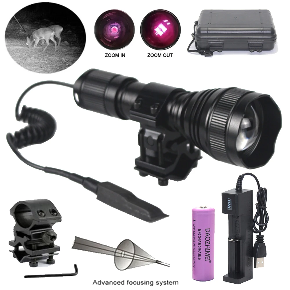 

200 Yard IR 850nm 940nm Flashlight Adjustable Focus Infrared Radiation Tactical Torch Waterproof Night Vision IR Hunting Light