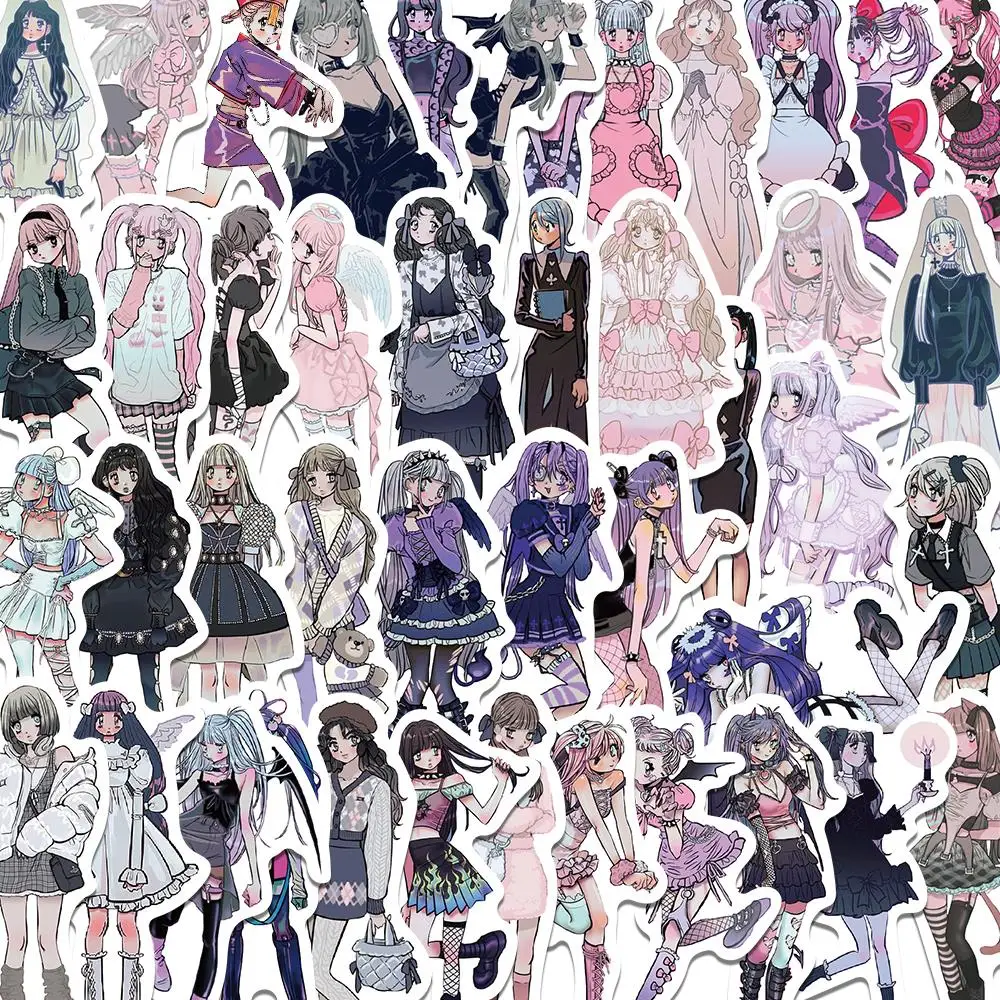 63Pcs Cute Pink Y2K Domi Girls Gothic Stickers Kawaii Anime Aesthetic Decals for Phone Suitcase Laptop Stationery Kids Toys