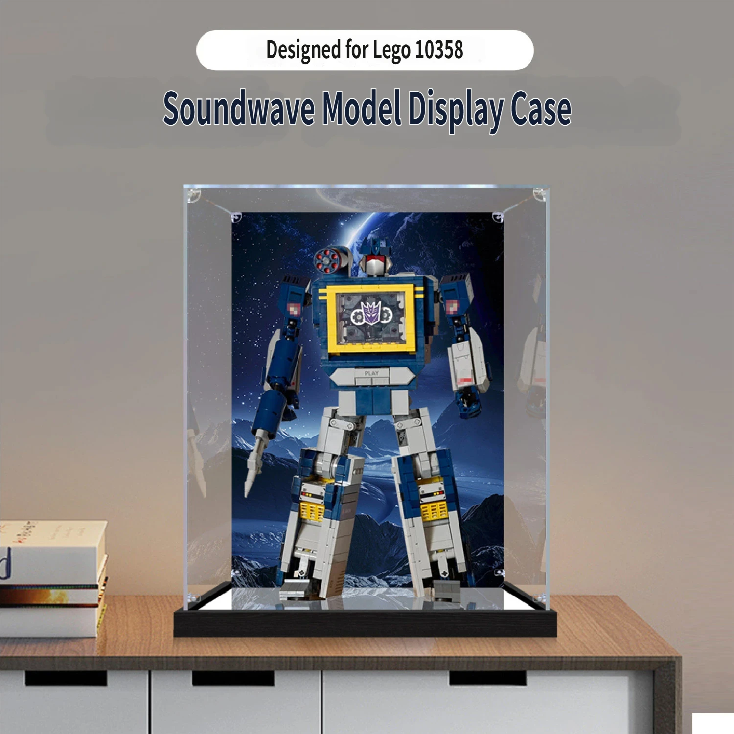 

Акриловая витрина для модели робота Lego 10358 Soundwave, пылезащитный демонстрационный бокс, совместимый с Lego 10358 (модель в комплект не входит)