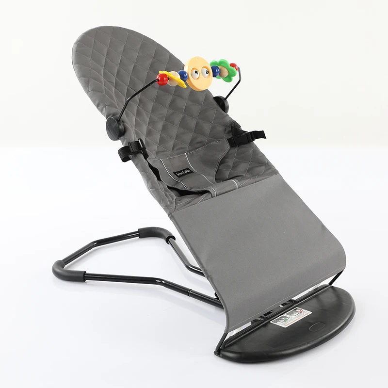 Adjustable Foldable Baby Rocking Chair with Built-in Toys And Washcloth Cover Multifunction Bouncer Swing Chair for Infants