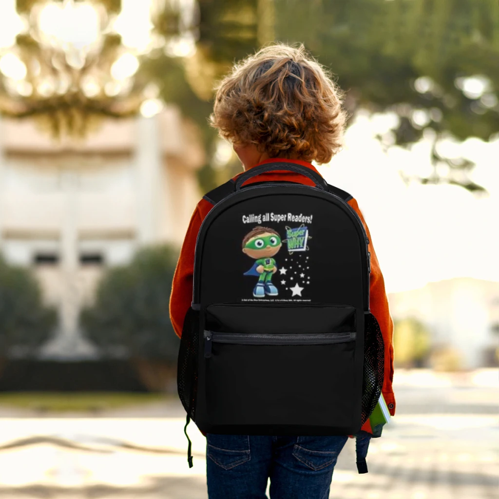 Chamando todos os Super Readers! Super Why Mochila para meninas Mochila de estudante de grande capacidade Mochila de estudante do ensino médio 17 polegadas