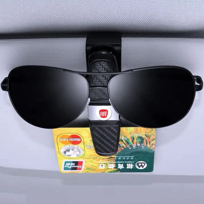 Car Glasses Holder  Sun Visor Sunglasses Card Holder Accessories For FIAT 500 Grande Stilo Freemont Punto Astra Bravo Ducato etc