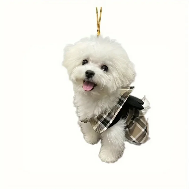 1pc Cute acrylic puppy car decorations are the perfect choice for Christmas trees, couple gifts, home and backpack decorations