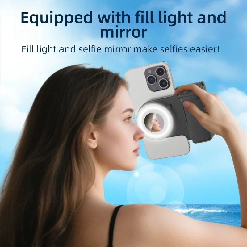 مثبت سيلفي للهاتف المحمول مع ضوء ملء، مصراع لاسلكي عن بعد، مصراع بلوتوث، قبضة يد للهاتف، مقبض كاميرا