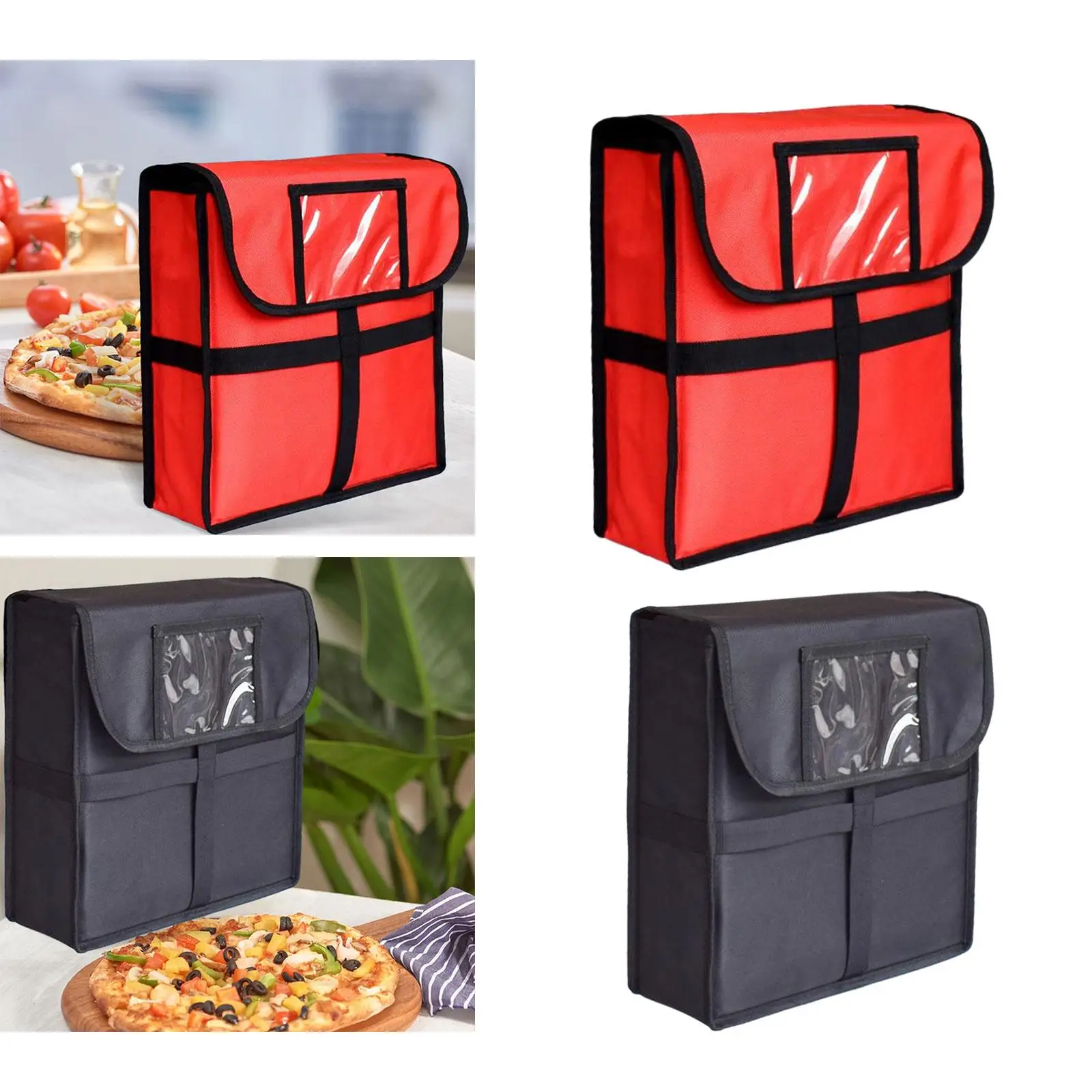 Pizza Develivey Bag Reinforced Carry Handle Fresh Keeping 12.99inchx12.99inchx4.33inch Large Capacity for Travel Shopping Picnic