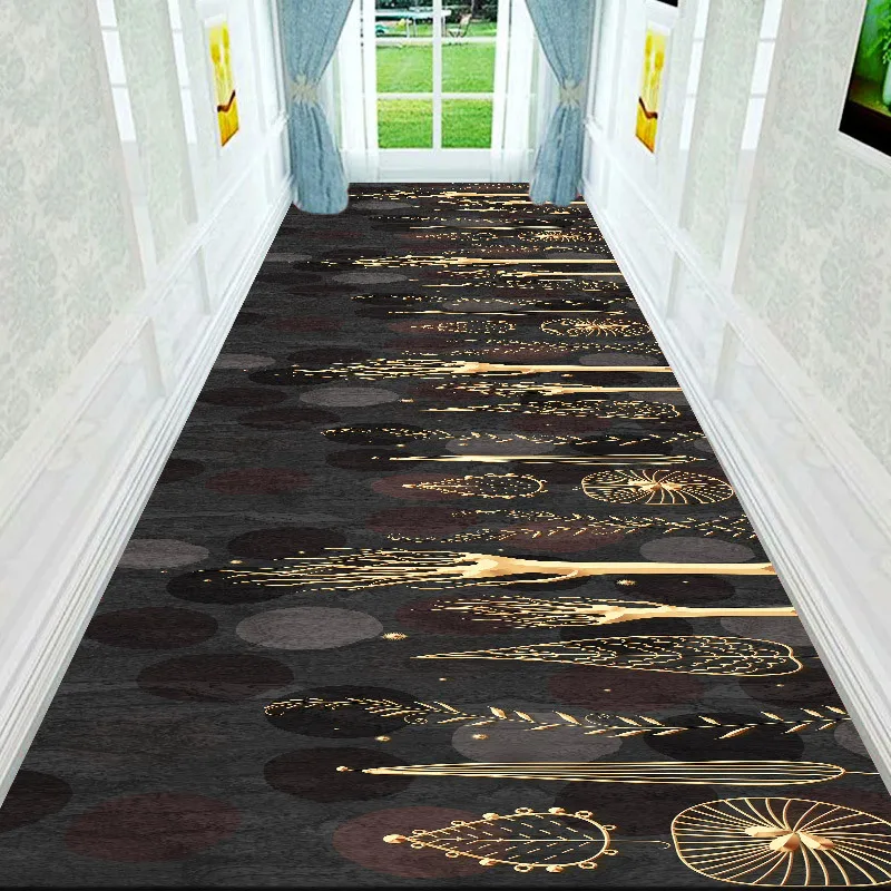 Modern Home Long Corridor Carpet Non-slip Stairway Rug Hotel Lobby Passageway Runner Washable Room Decor Floor Mats Customizable