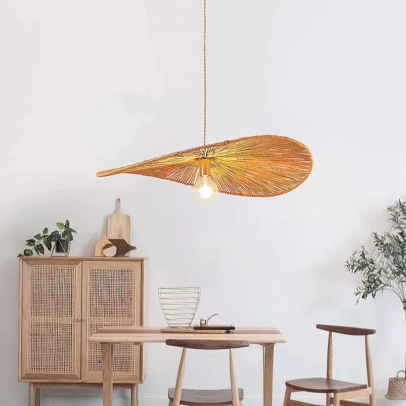 Nordic Vertigo Hemp Rope Chandelier Modern Led Simple Pendent Lamp Living Dining Room Bedroom  Bome Stay Retro Japanese Creative