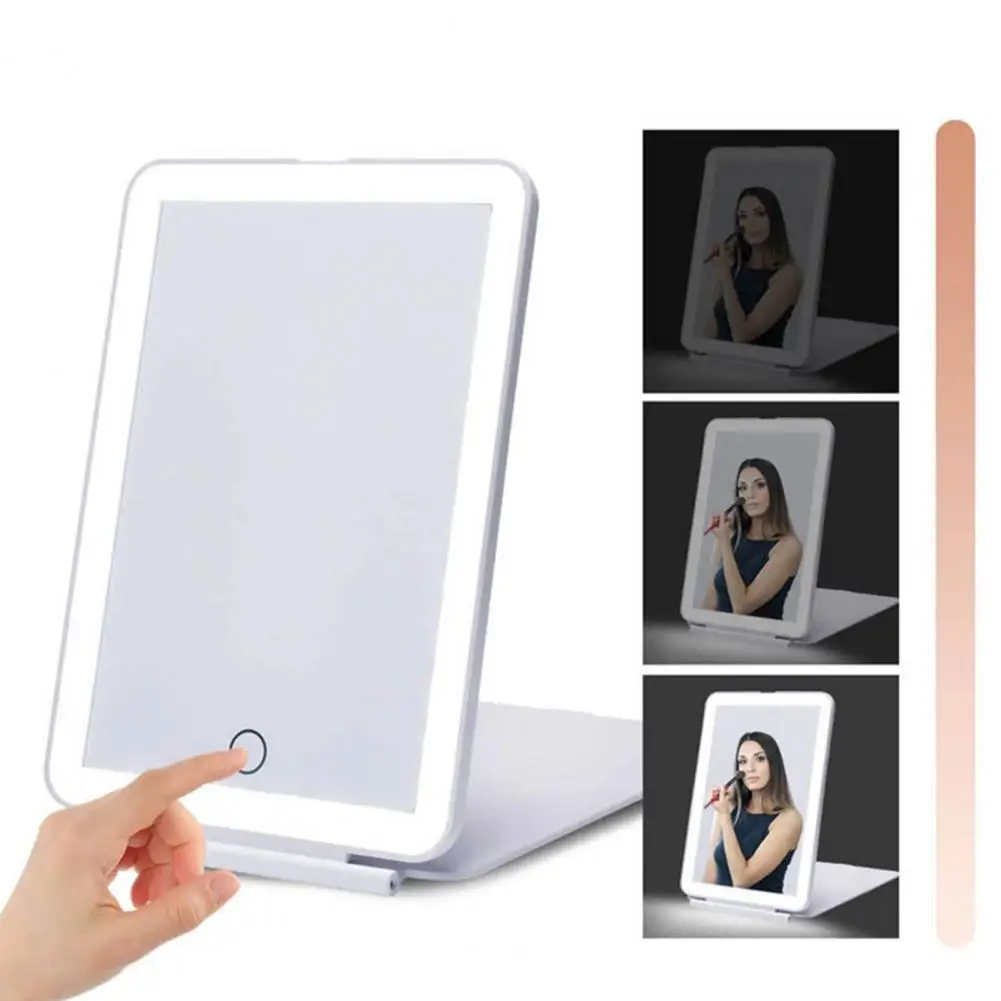 USB Cosmetic Mirror LED Makeup Mirror Light Lamp Eye Folding Vanity Mirror Adjustable Dimming Makeup