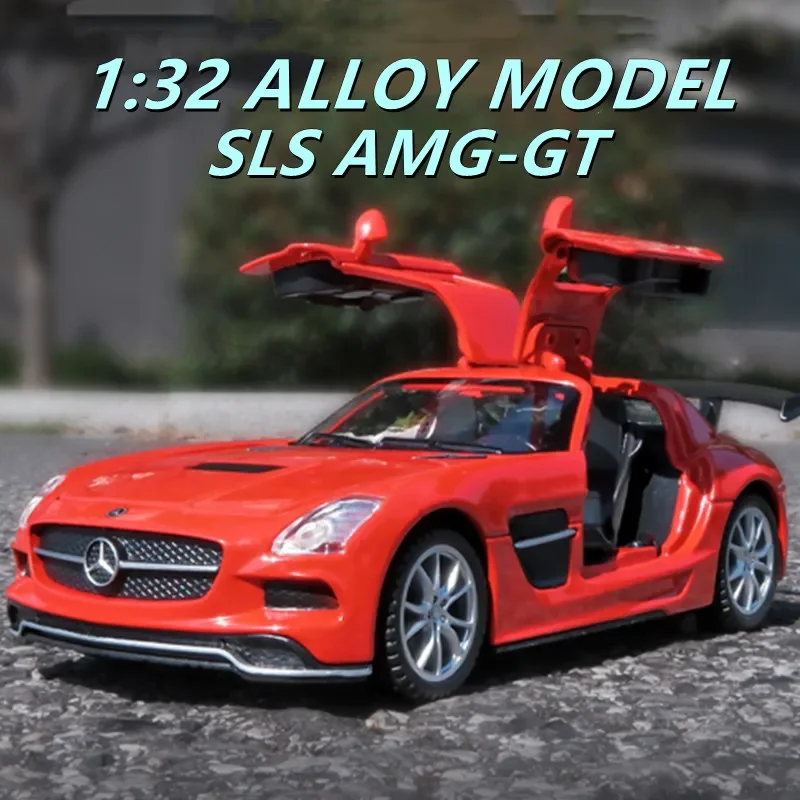 

1:32 Benz SLS AMG-GT Alloy Sports Car Model Diecast Metal Vehicles Car Model High Simulation Sound and Light Collection Toy Gift