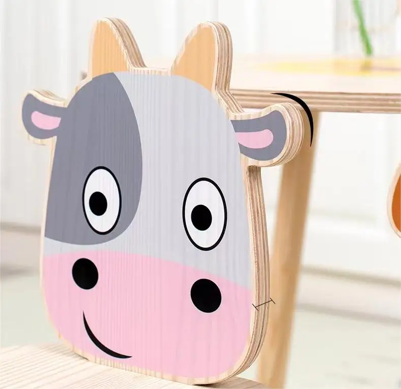 Crianças simulação de madeira móveis internos raposa cão bezerro mesa e cadeira combinação bebê aprender a ler mesa de jogo dos desenhos animados