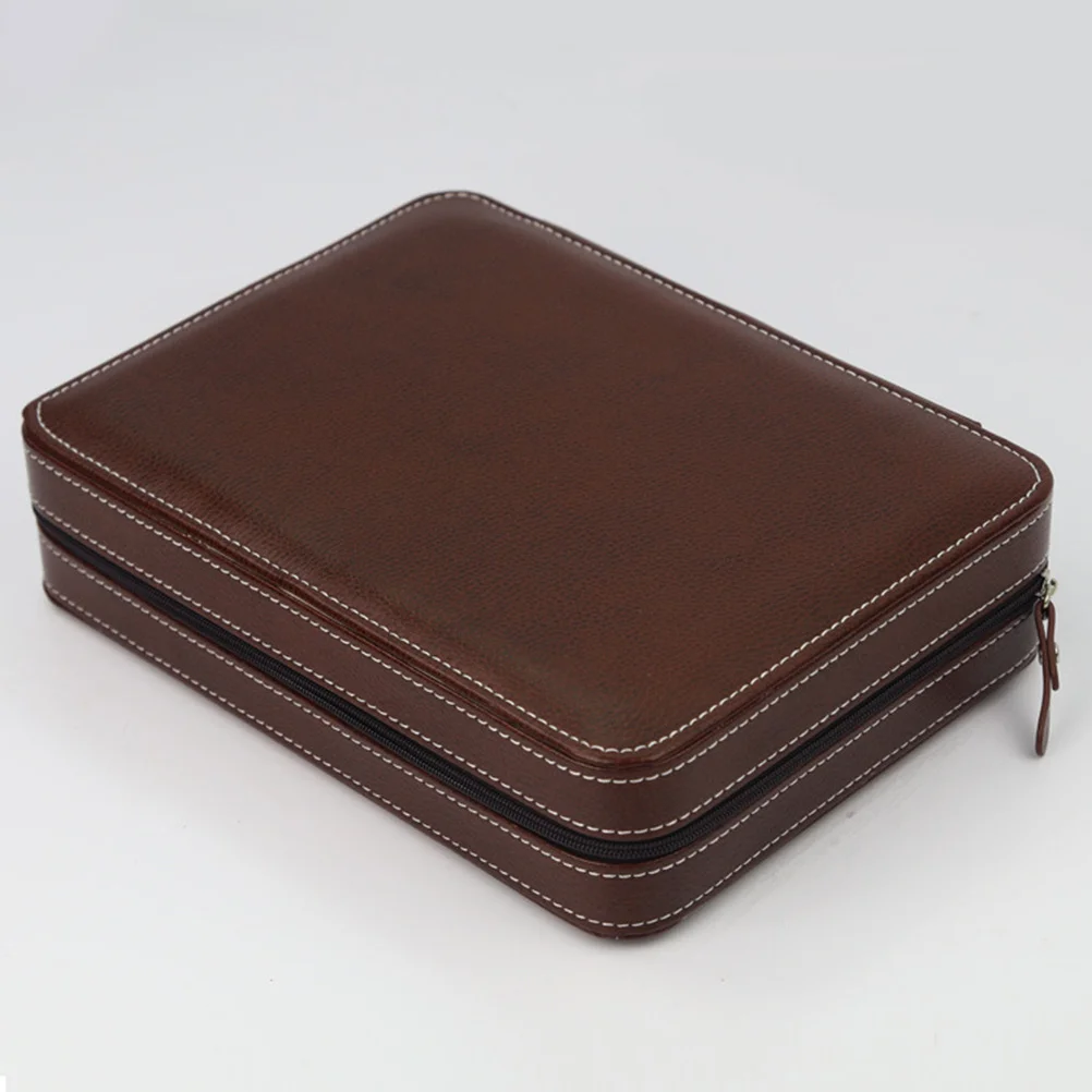 

Stylish 8 Compartments Watch Storage Case Brown Portable Travel Organizer Padded Safe Nightstand Display