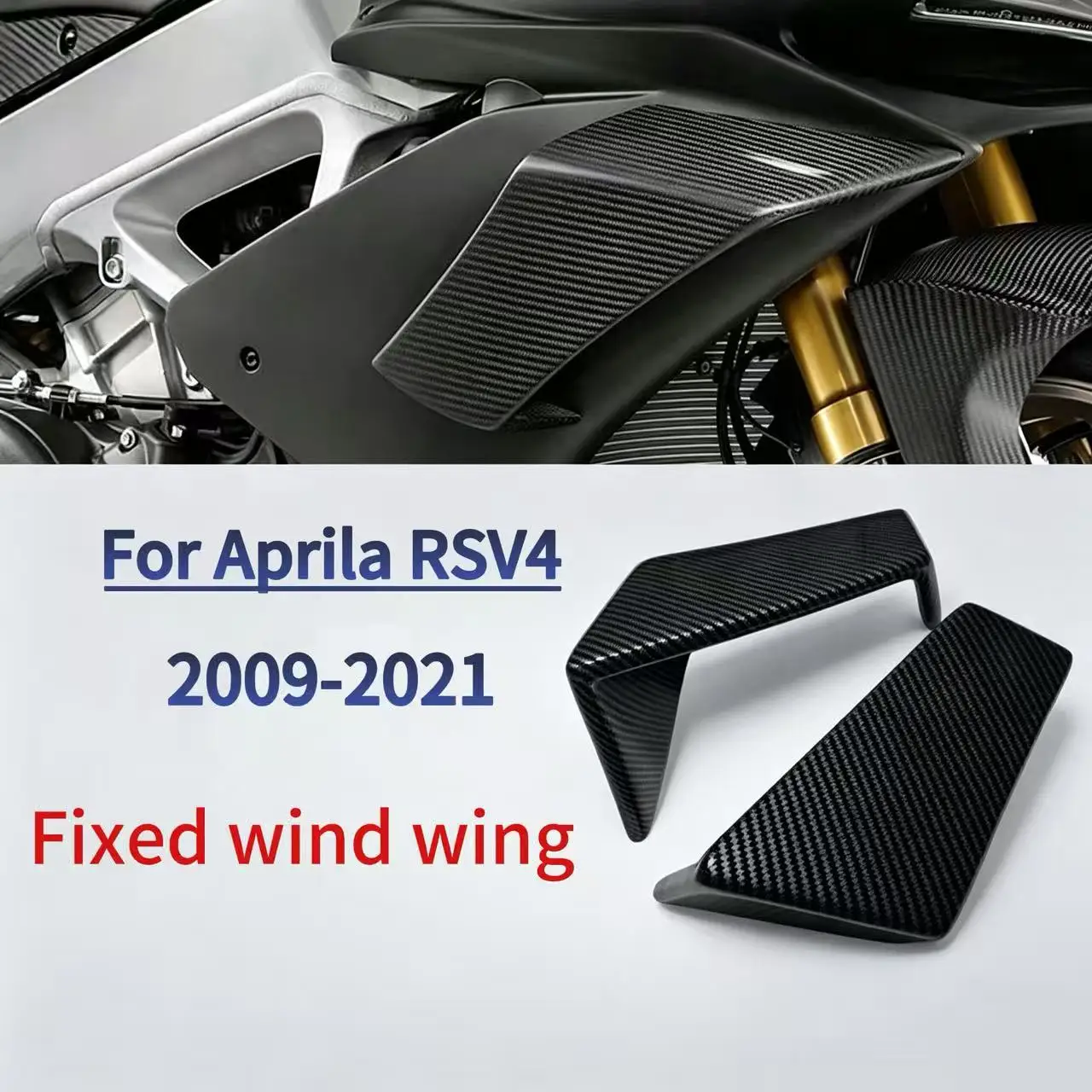 For Aprilia RSV4 2009 - 2017 2018-2020 Motorcycle AccessoriesABS Carbon Fiber Winglets Fixed Wind Wing Air Deflectors Fairing