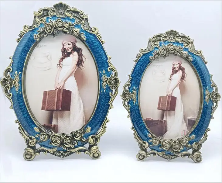 

Europe 7/8 Inch Bronze Red/Blue Metal Picture Frame Kpop Stuff Photo Card Holder For Living Room Decoration PF023