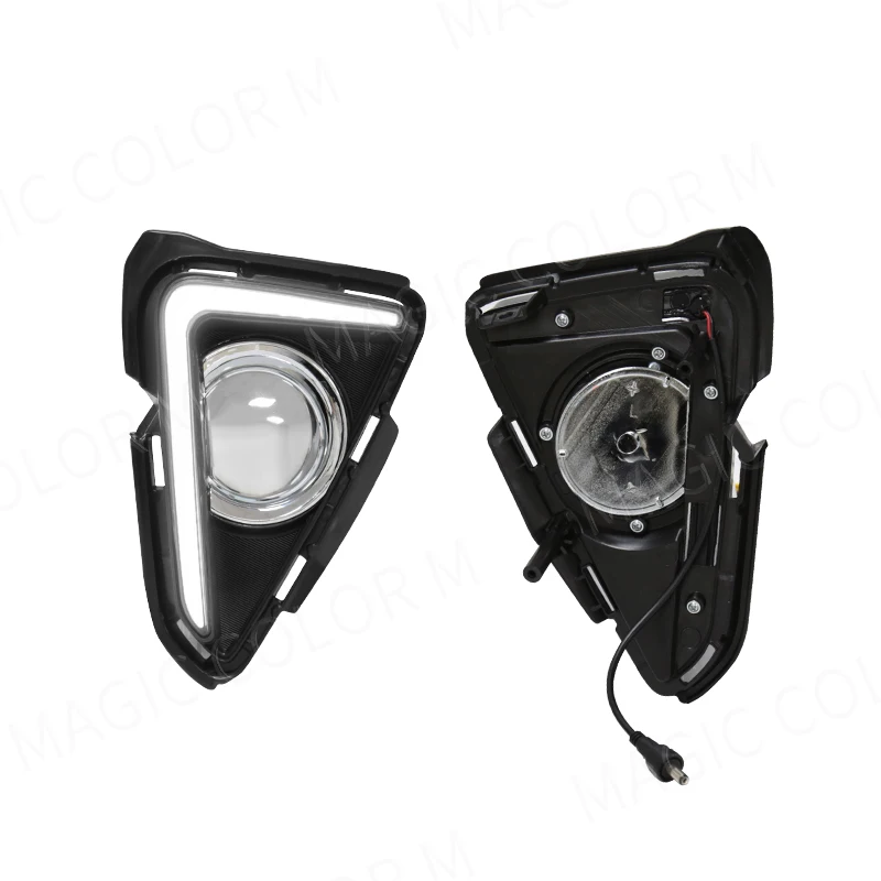 لتويوتا RAV4 2016 2017 2018 DRL أضواء النهار الجري بدوره إشارة مصباح الضباب الحافة كروم زينة السيارات أبيض أصفر