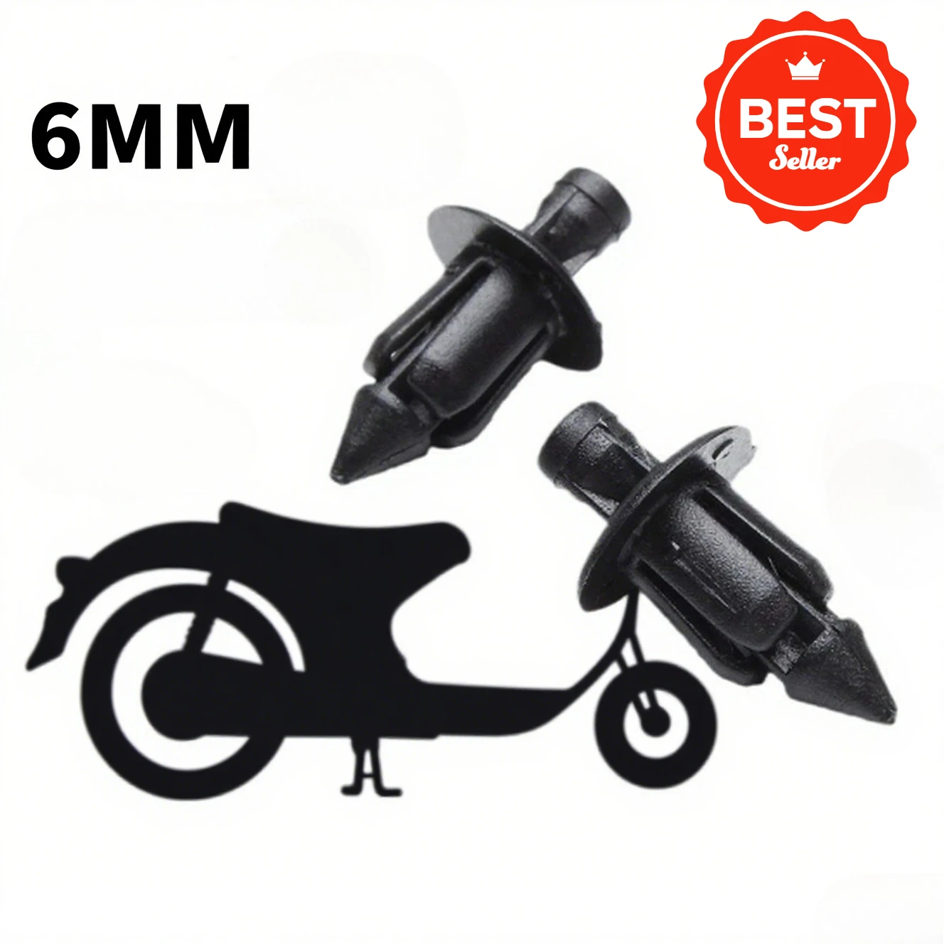 10/20/30PCS 6mm For Honda Suzuki Kawasaki Motorcycle Black Rivet Fairing Body Trim Panel Fastener Screws Clips Accessories Parts