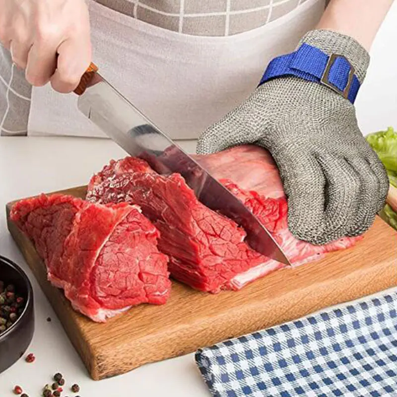 NMShield ANSI A9 Level Stainless Steel Cut Resistant Steel Wire Mesh Working Butcher Gloves.