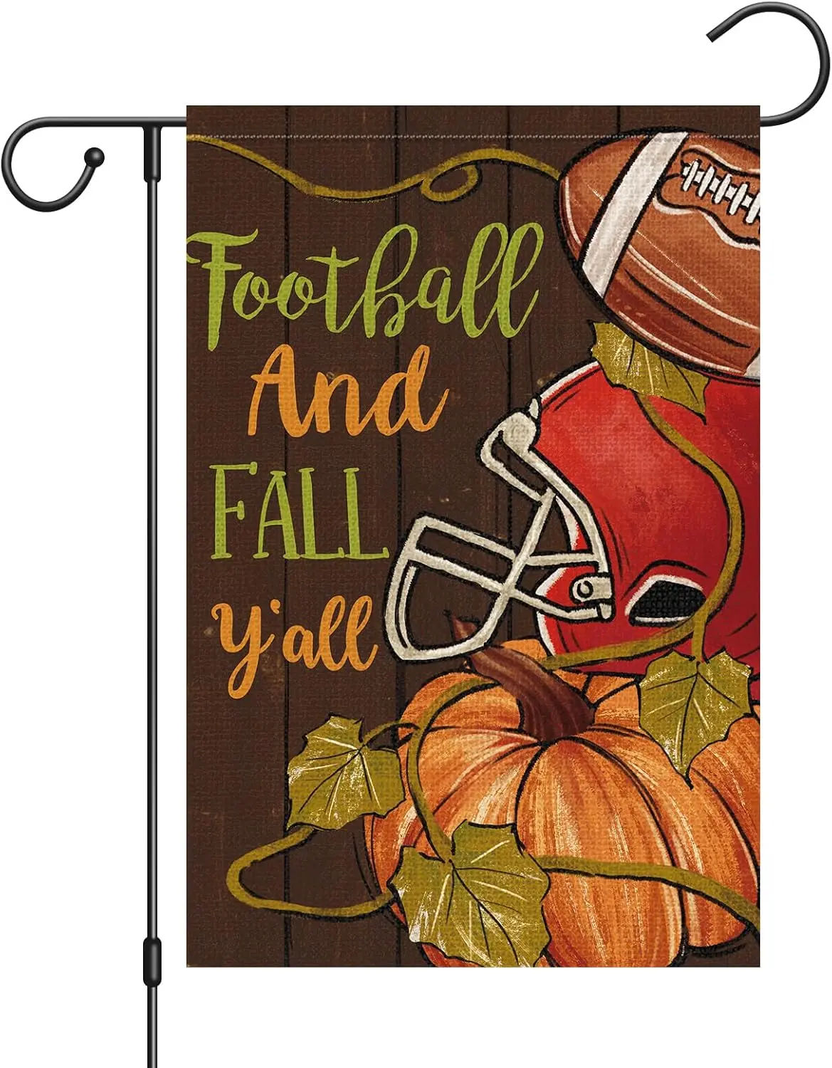 Fall Garden Flag 12x18 Inch Double Sided Vertical, Small Burlap Football And Fall Y&;all Welcome Fall Flag Autumn Seasonal Farmh