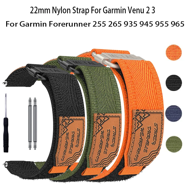 22mm Sport Travel Loop Nylon Strap For CMF Watch Pro 2 For Garmin Venu 2 3 Forerunner 935 945 955 965 265 255 Music Watch Band