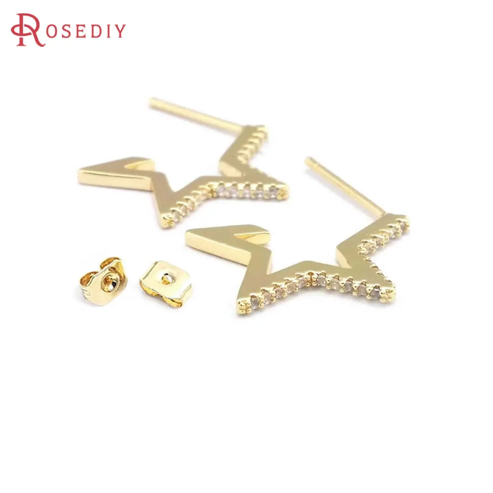 

4PCS 18K Gold Color Star Stud Earrings Pins Earrings Women's Earrings High Quality Diy Accessories Rosediy official-website