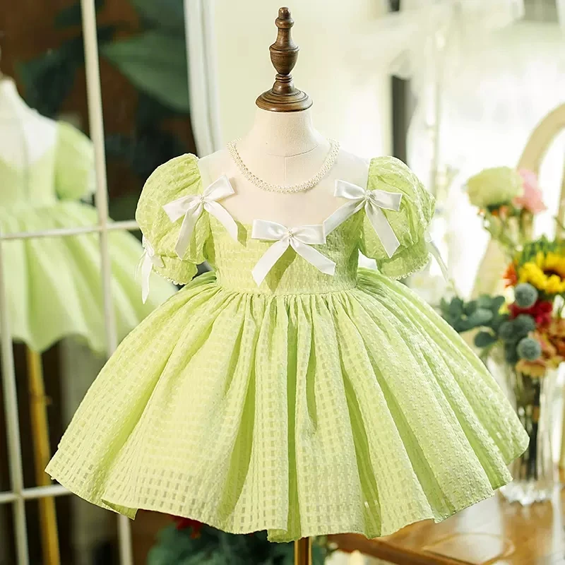 High-end Girl Spanish Royal Dress Children Birthday Baptism Dresses For Kids Elegant Floral Frocks Girls Boutique Party Vestidos