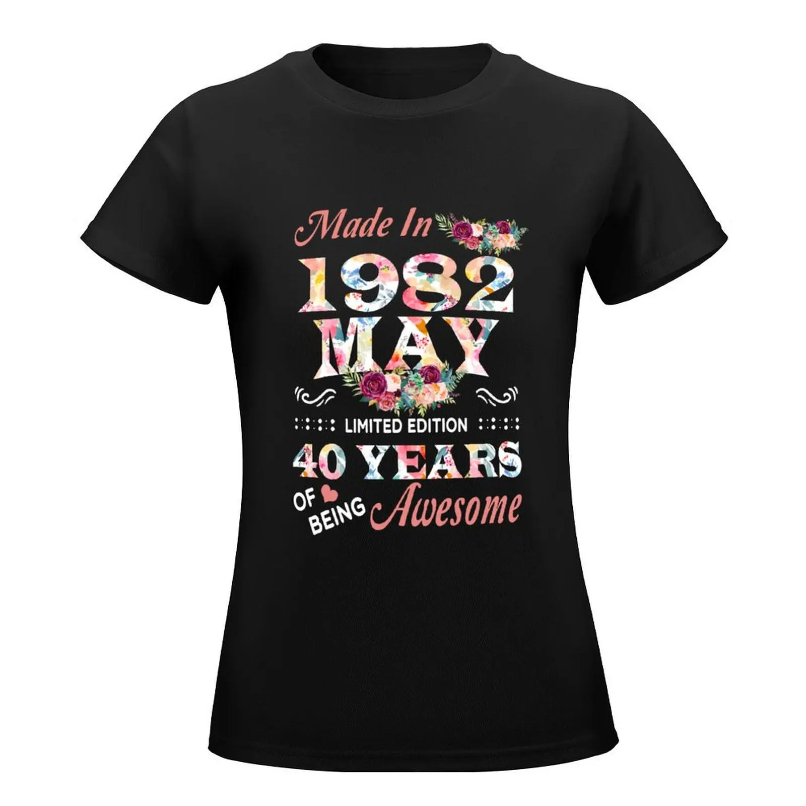 May Flower Made In 1982 Limited Edition 40 Years Of Being Awesome T-Shirt shirts graphic tees t shirt for Women