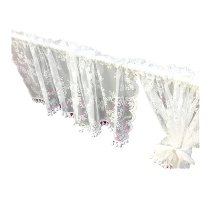 Short Tulle Curtains for Kitchen Finished White Floating Tulle Sheer Yarn Curtain Rod Pocket for Cabinets Short Curtain for Cafe