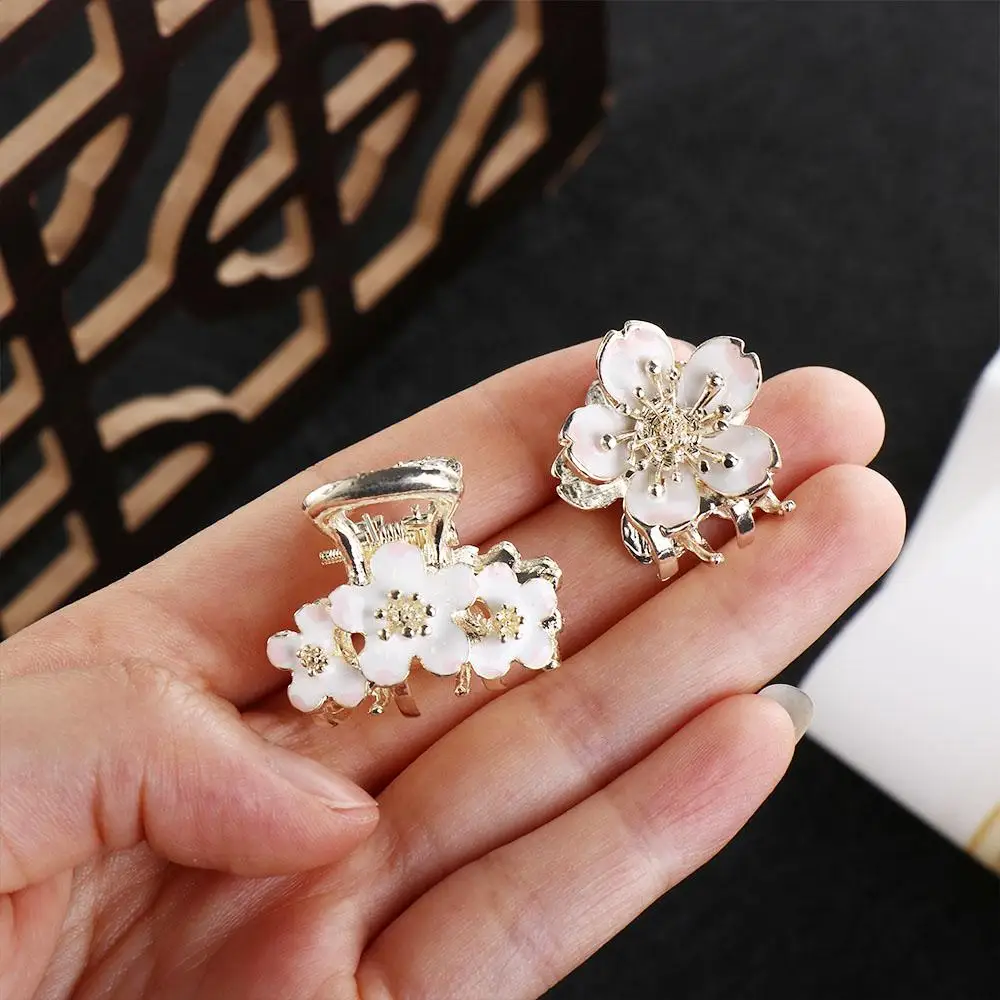 Girls Small Cute Flowers Metal Hair Claws Cherry blossom Hair Clips Headband Hairpins Hair Oranment Fashion Hair Accessories