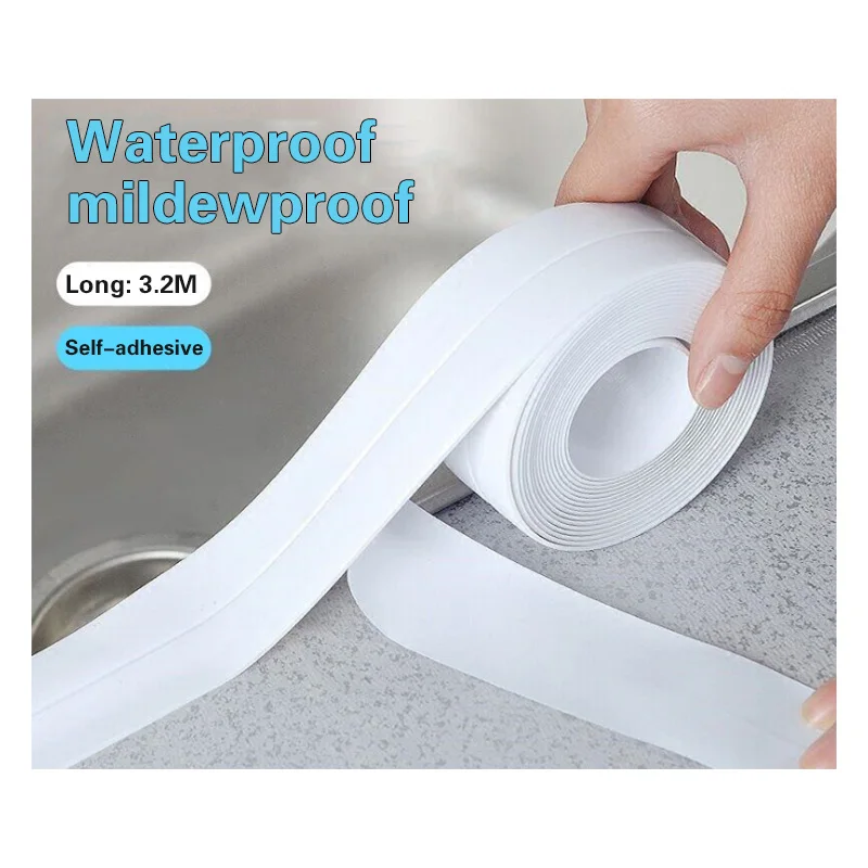 3.2M Sealing Strip Tape Waterproof and mold proof tape PVC Self adhesive Waterproof Wall sticker for Bathroom Kitchen 38mm Wide