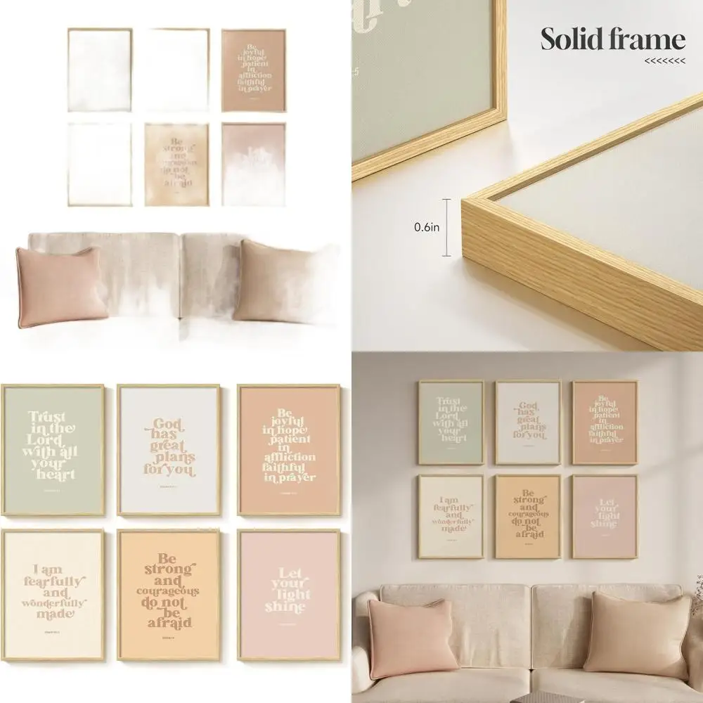 

Set of 6 Christian Wall Art Prints, Boho Style Bible Verses, Inspirational Quotes, Neutral Tones, 11x14