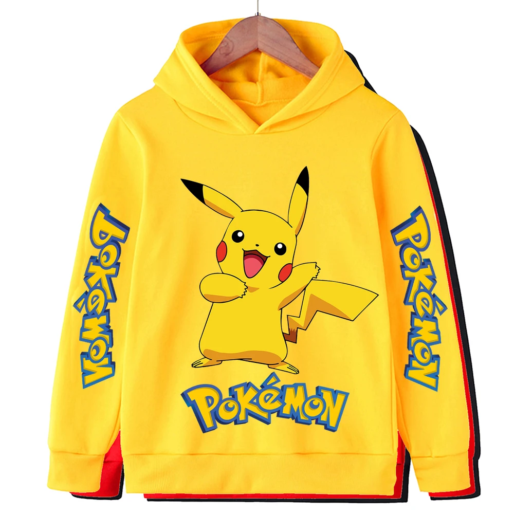 الخريف أنيمي بيكاتشو جيب وحوش الفتيان والفتيات الكرتون المطبوعة عارضة محبوك مقنعين ملابس رياضية الطفل ملابس الأطفال #3