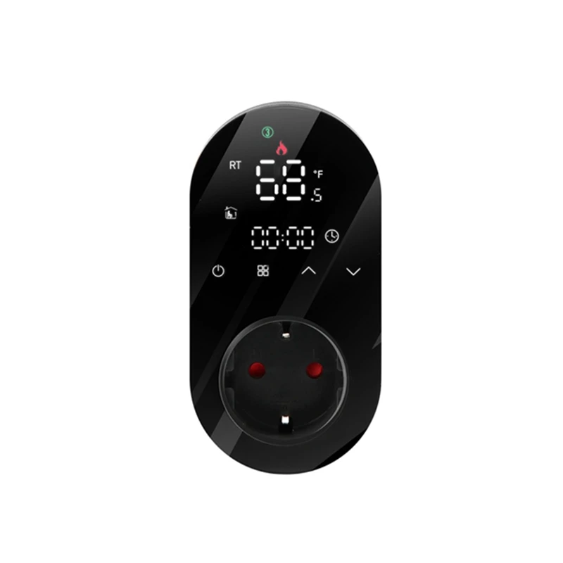 Enchufe de Control inteligente con aplicación Smartlife, controlador de temperatura LED, enchufe europeo negro