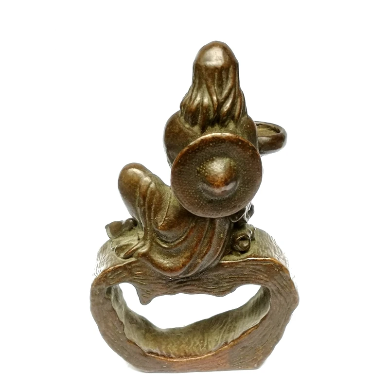 YIZHU CULTUER ART Size 9.3 × 5.8 cm Old China Bronze Carving Bodhidharma Buddha Statue Decorated Collection