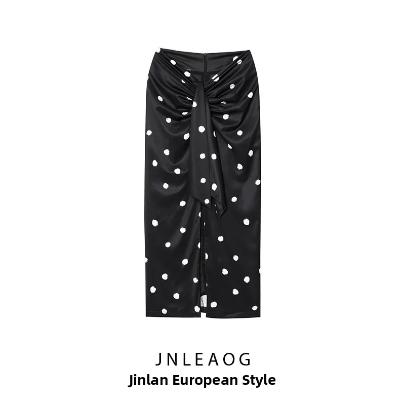 JNLEAOG – jupe mi-longue pour femmes, Design à pois, nouvelle série Sle Faion Sensation, coupe cintrée, Fiber de Polyester, décontractée, automne