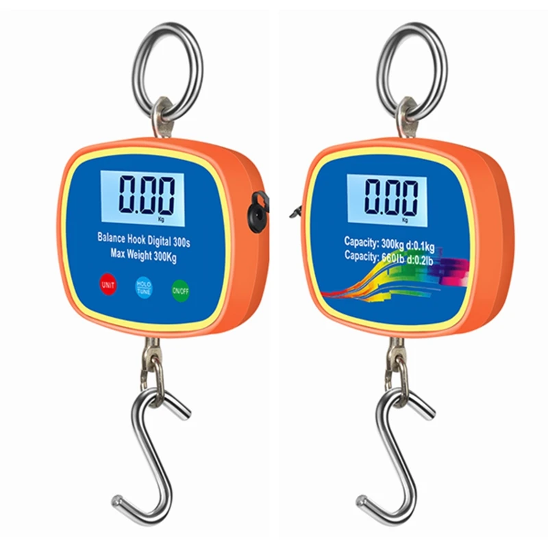 660lb Dual LCD Display Digital Crane Scales 0.1 Precise Stainless Steel Hanging Hook Scale 300kg USB Heavy Weighing Balance Tool