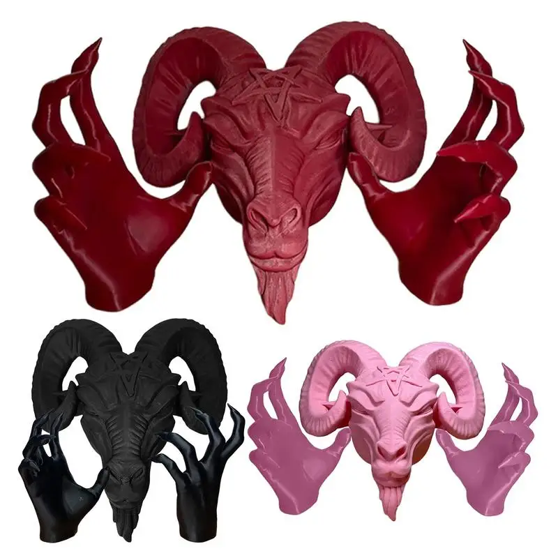 Devils Goat Baphomet Statue Resin Baphomet Head and Hands Statue  Gothic Satanic Goat Ornament Religious Sculpture Ornament