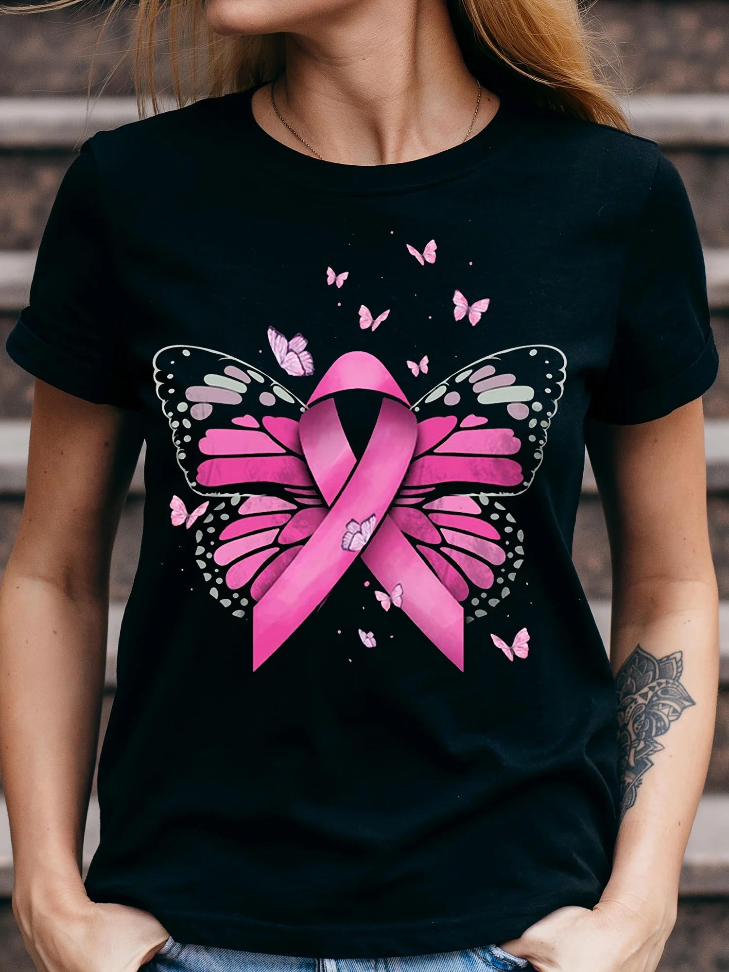 For My Mom Aunt Sister We Wear Pink In October Women's Breast Cancer Warriors Tee Shirt Stronger Than Cancer Faith Love Hope