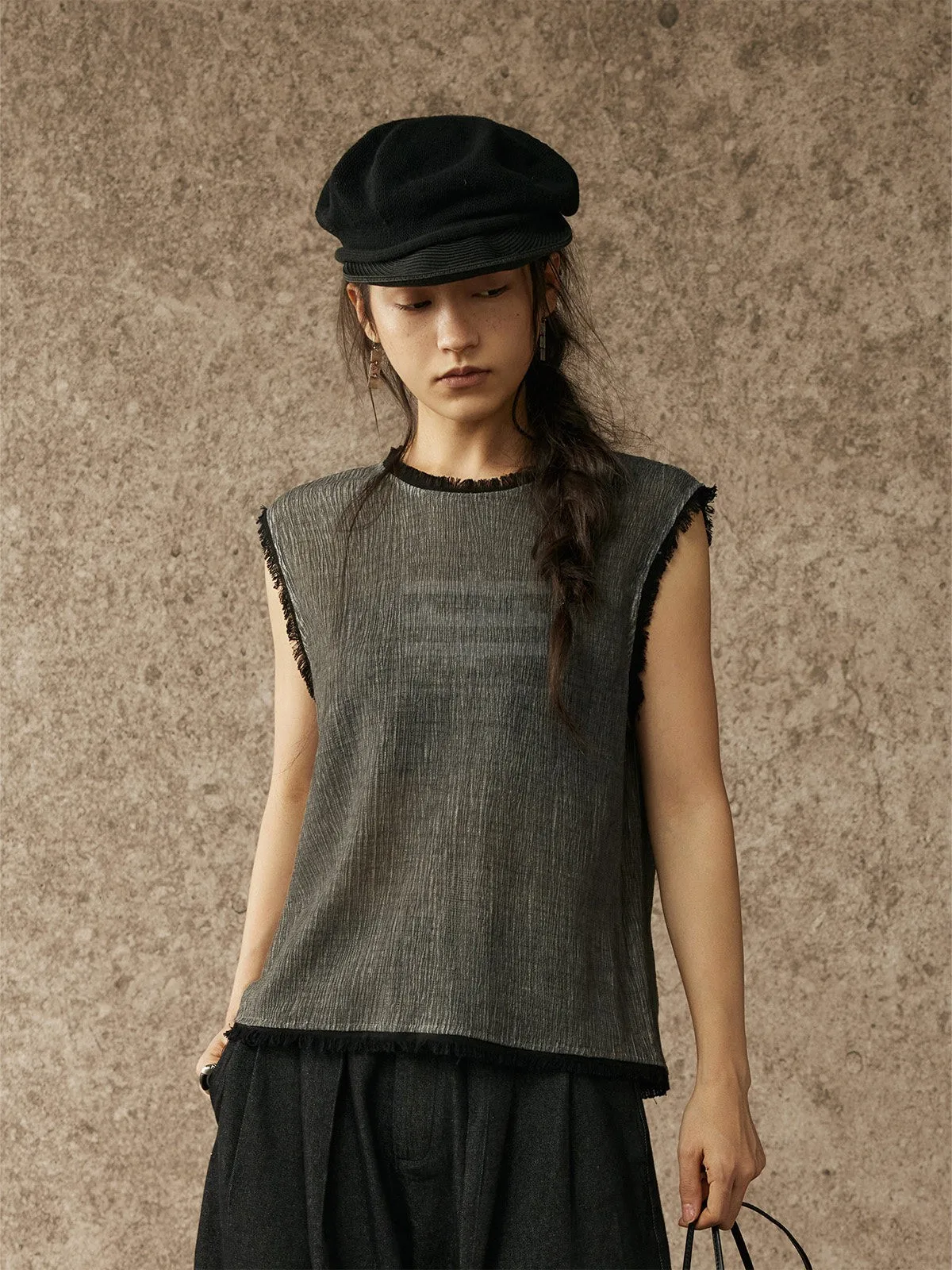 

Женский хлопковый топ-жилет Rustic CatalpaLew с асимметричным подолом, окрашенный под железную ржавчину, повседневный, с круглым вырезом, без рукавов, модный, для весеннего сезона