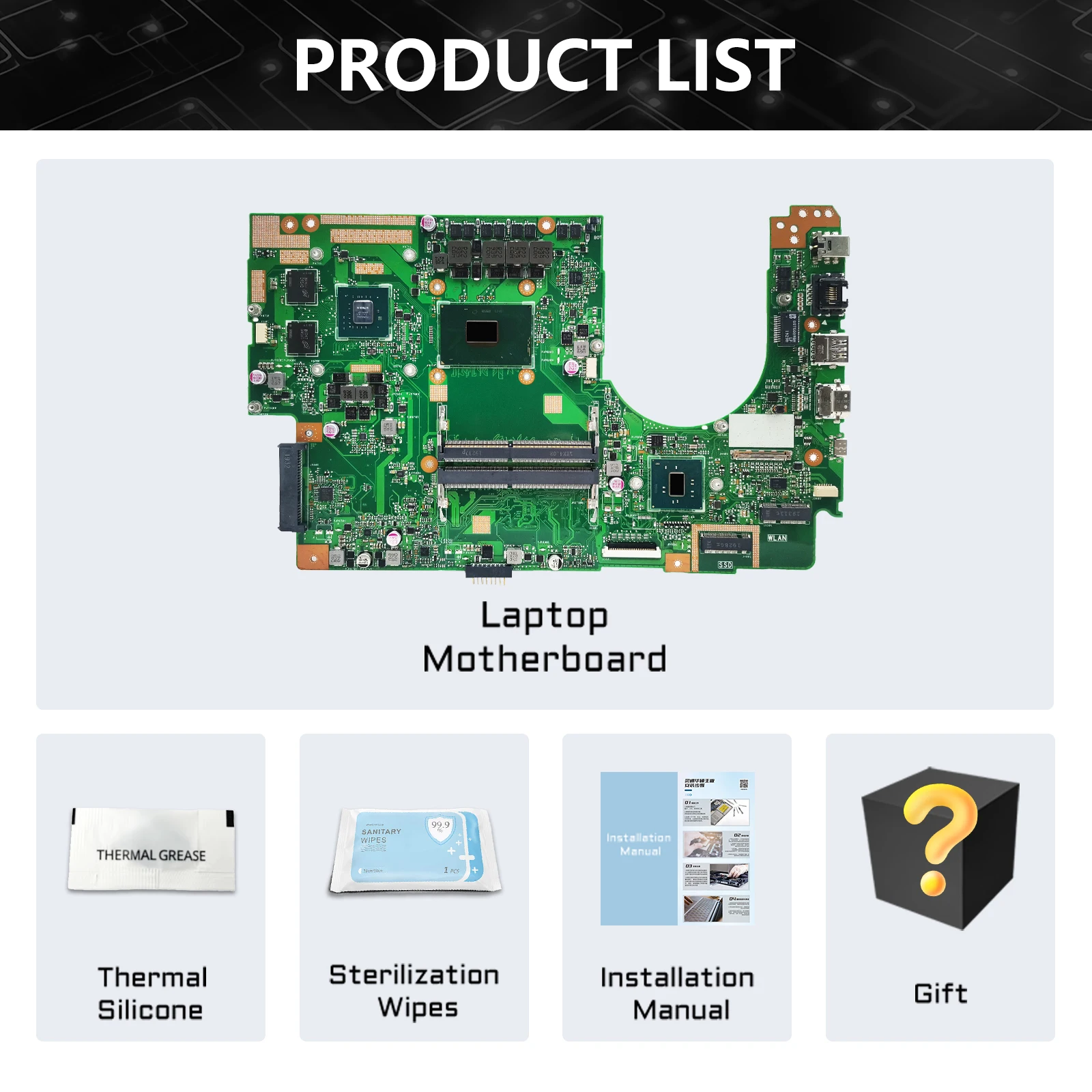 Mainboard X580VD/X580VN, Motherboard Laptop I5 I7-7th CPU GTX1050 mx580v FX580V M580V