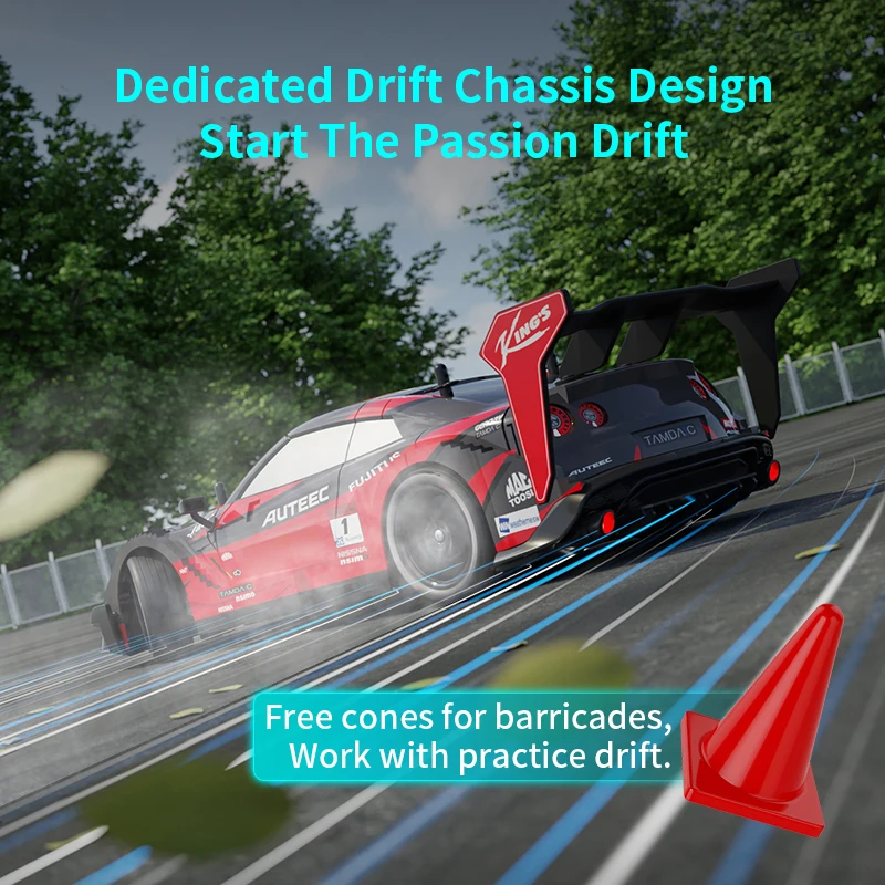 1:14 GTR 2.4G Half-Scale High-Speed Four-Wheel Drive Drift Car Light Switching Speed 40 Km/H Remote Control Car Children's Toy