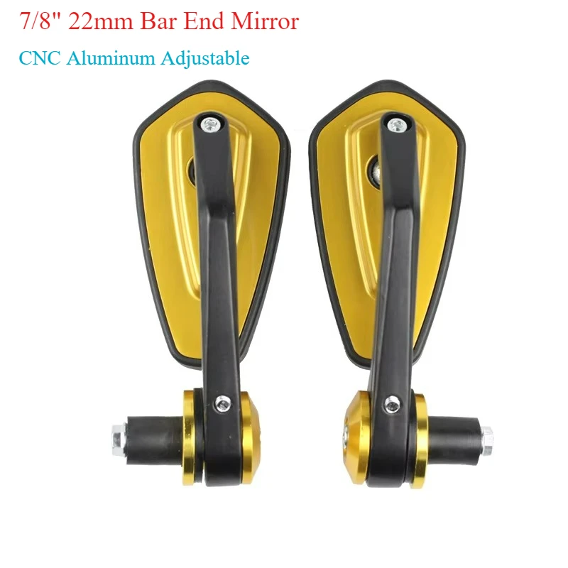 7/8" 22mm Handlebar Bar End Mirror CNC Aluminum Adjustable Motorcycle Side Mirror Retro for Honda Yamaha Cafe Racer Bobber
