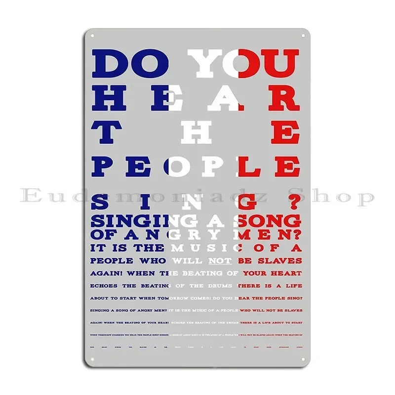 Do You Hear The People Sing Les Mis Design Metal Plaque Poster Iron Cave Kitchen Wall Cave Tin Sign Poster