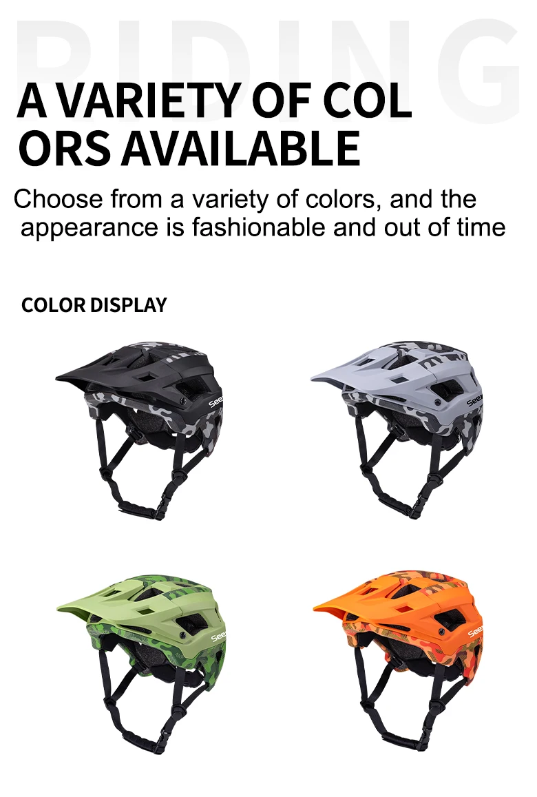Seeker Camouflage Mountainbike-Helm, leichter, atmungsaktiver Rennrad-Fahrradhelm, Fahrrad-Schutzausrüstung für den Außenbereich – Detail 10