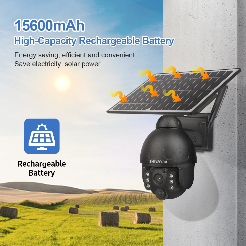 Imagem -02 - Câmera de Vigilância ip Solar Ptz ao ar Livre Detecção de Movimento Pir Bateria Destacável Painel de Segurança sem Fio Cctv 4g Sim