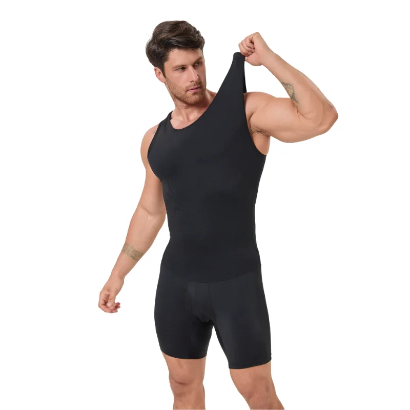 Body moldeador para hombre, camisa adelgazante con control de barriga, comodidad transpirable con apertura trasera para un fácil uso, moldeador corporal de entrenamiento