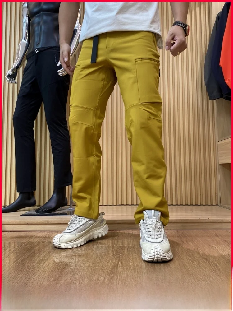 

High-End Men's Plaid Fce Soft ell Cargo Pants Autumn Winter Thermal Full Glue 3D Tailoring Faionable Straight Leg Trou...