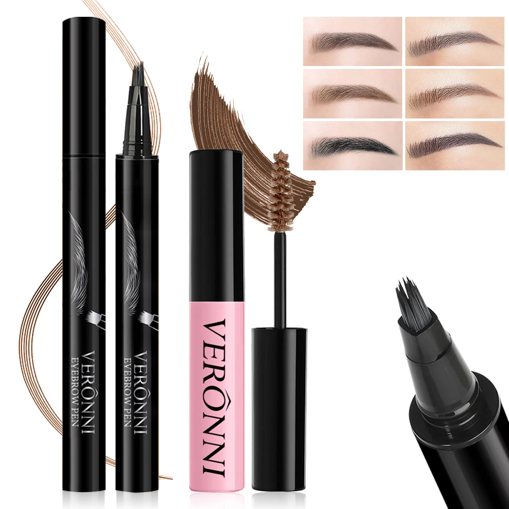 Waterproof Eyebrow Pencil & Brow Tint Gel Kit,Long Lasting Eye Brow Makeup Eyebrow Cosmetics Microblading Makeup Set