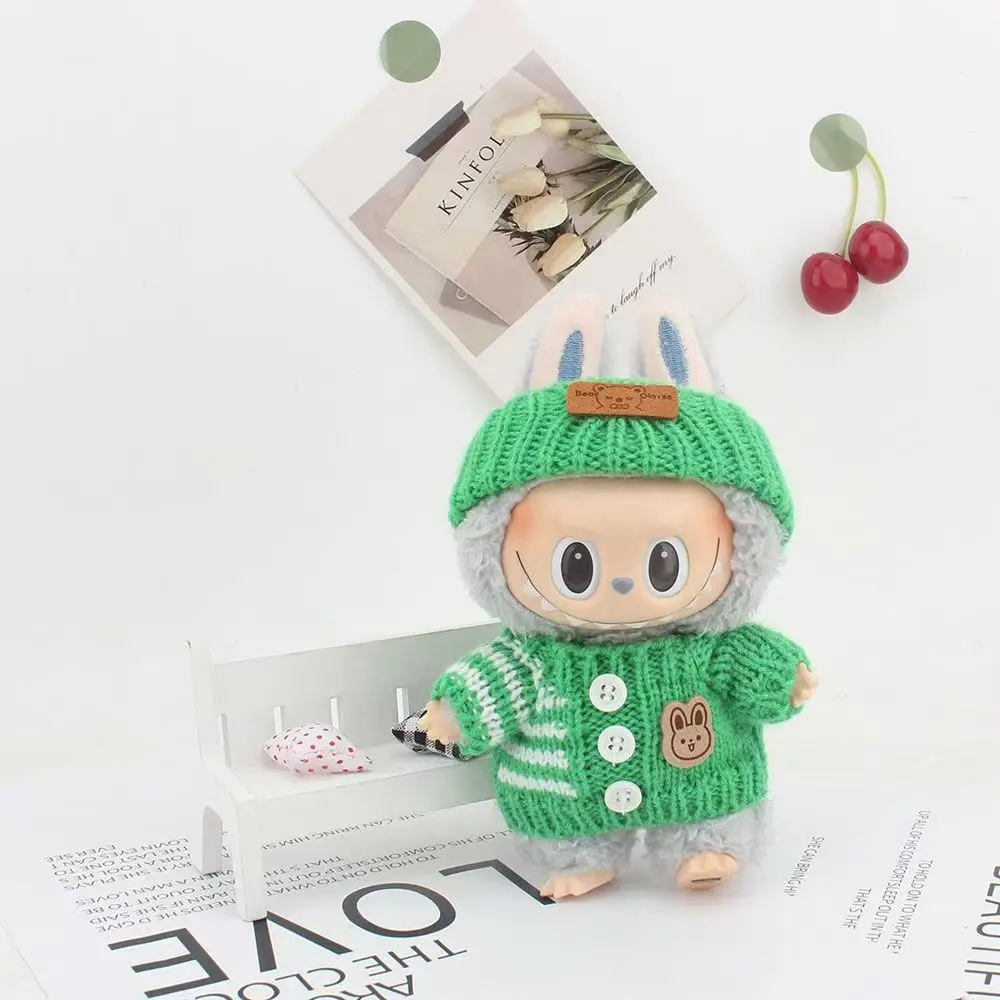 귀여운 인형 액세서리 옷 바디슈트 17cm 라부부 V1V2 미니 인형 의류 어린이 선물 가방 인형 털복숭이 토끼 바디슈트 세트