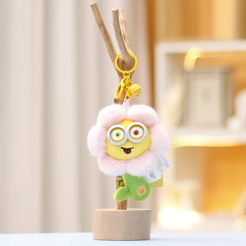 Echte Minion pop bloem cartoon Despicable Me knuffel sleutelhanger schattige tas hanger cadeau